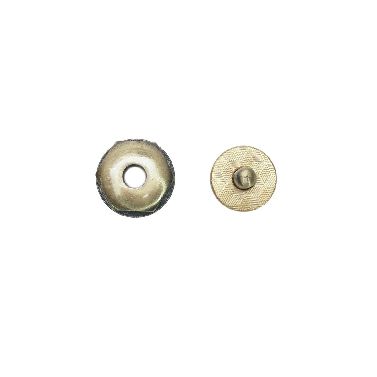 17mm Hexagon Magnetic Snap w/ Eyelet - Antique Brass