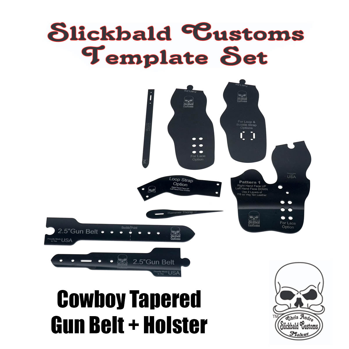 Cowboy Tapered Gun Belt + Holster - Slickbald Template