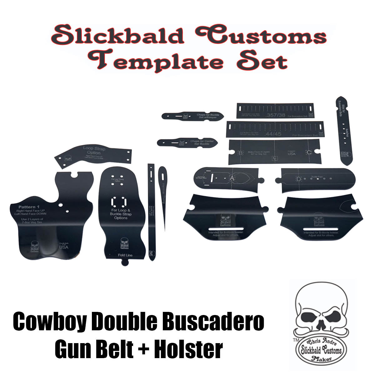 Cowboy Double Buscadero Gun Belt + Holster - Slickbald Template