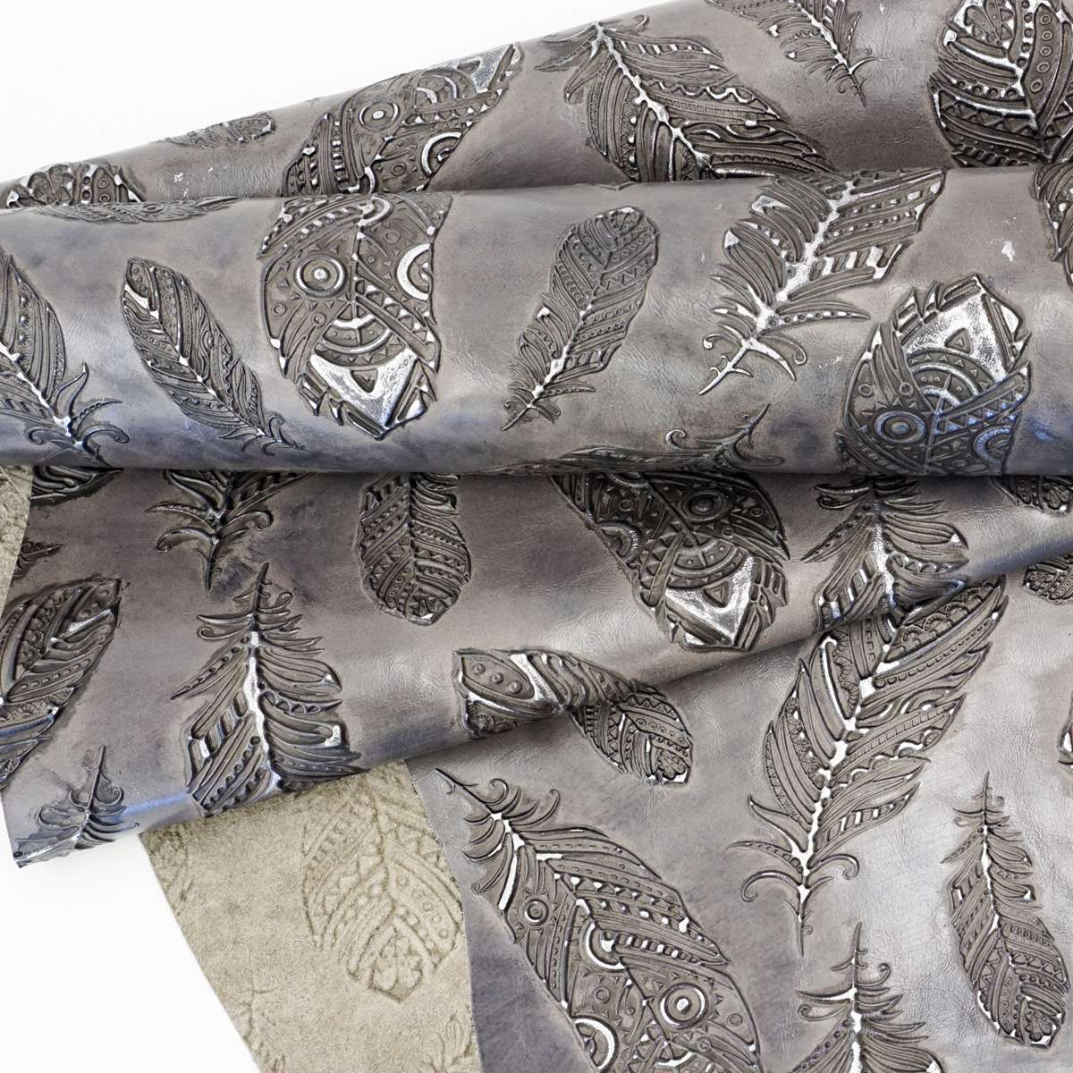 665-1904.SLC.1.jpg Embossed Plume Hide - Pewter Image
