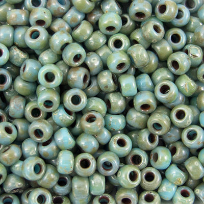 45-894514.SLC.jpg 8/0 Seed Beads - Picasso Seafoam Green 22g Image