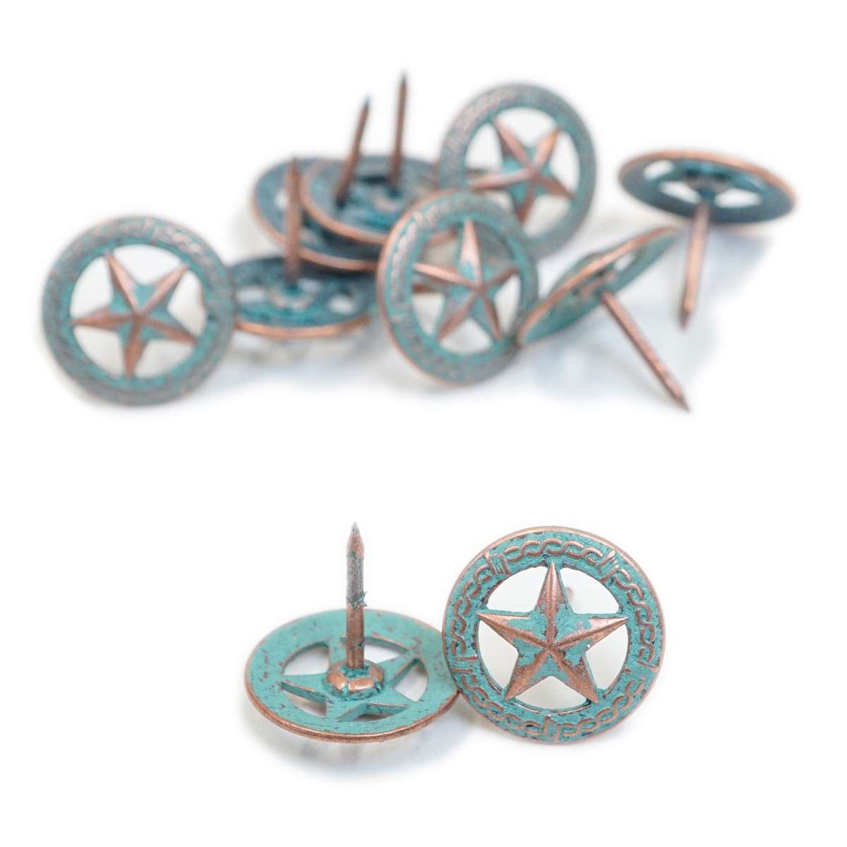 TCKSC.SLC.1.jpg Upholstery Tack - 3/4" Star Barbwire Copper Patina Image