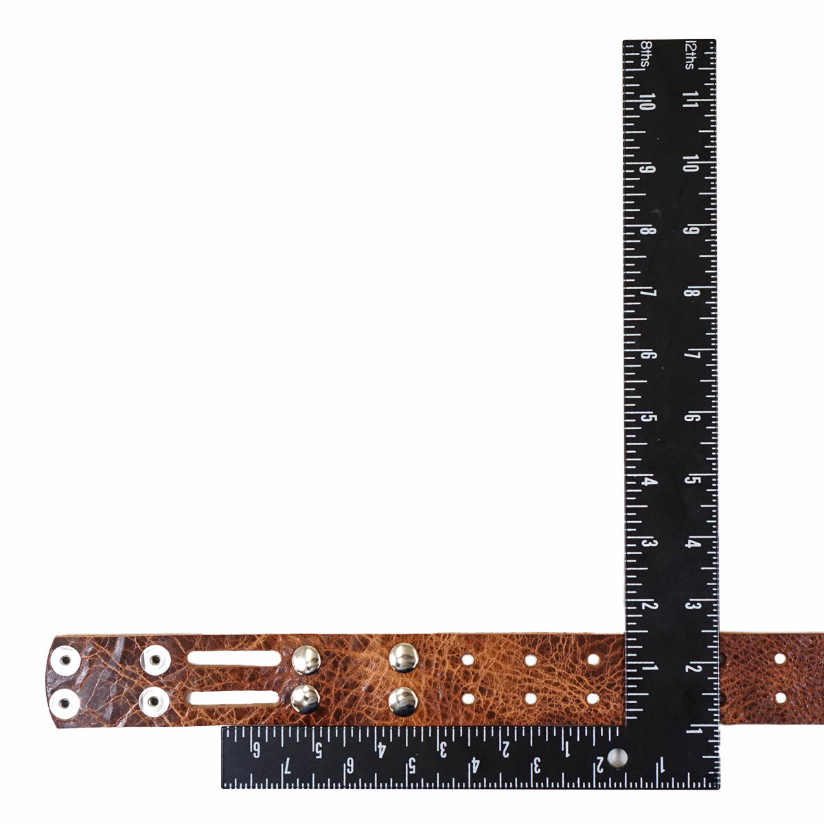 100-2079.SLC.2.jpg 1 1/2" Vintage Tan Buffalo Double Hole Belt Blank w/ Snaps Image