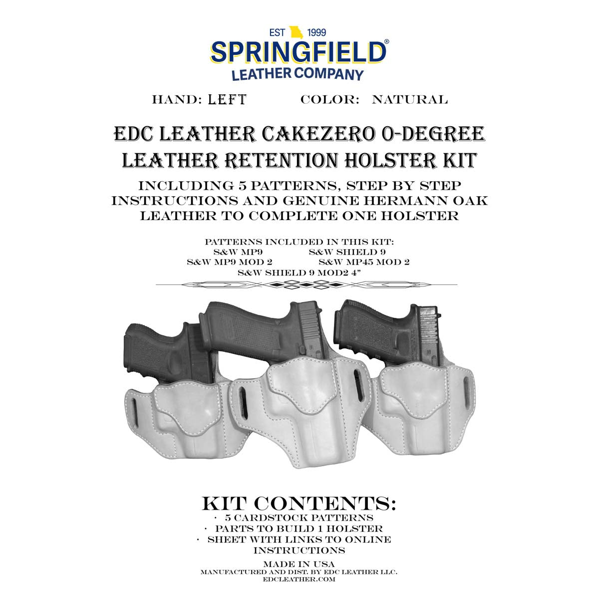 EDCK.Left Hand CakeZero.Smith & Wesson.jpg EDC Leatherworks Holster Kits Image