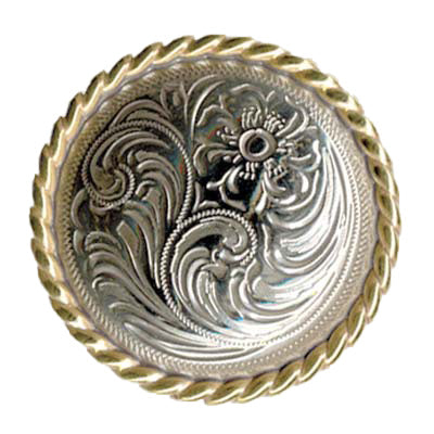 115-178604.SLC.jpg 1 1/4" Floral Rope Concho - Silver Plate/Gold Plate Image