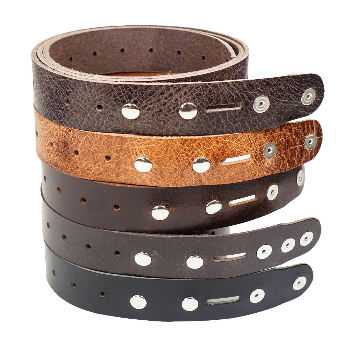 100-2153.SLC.4.jpg Single Hole Belt Blank w/ snaps - Buffalo Brown Image