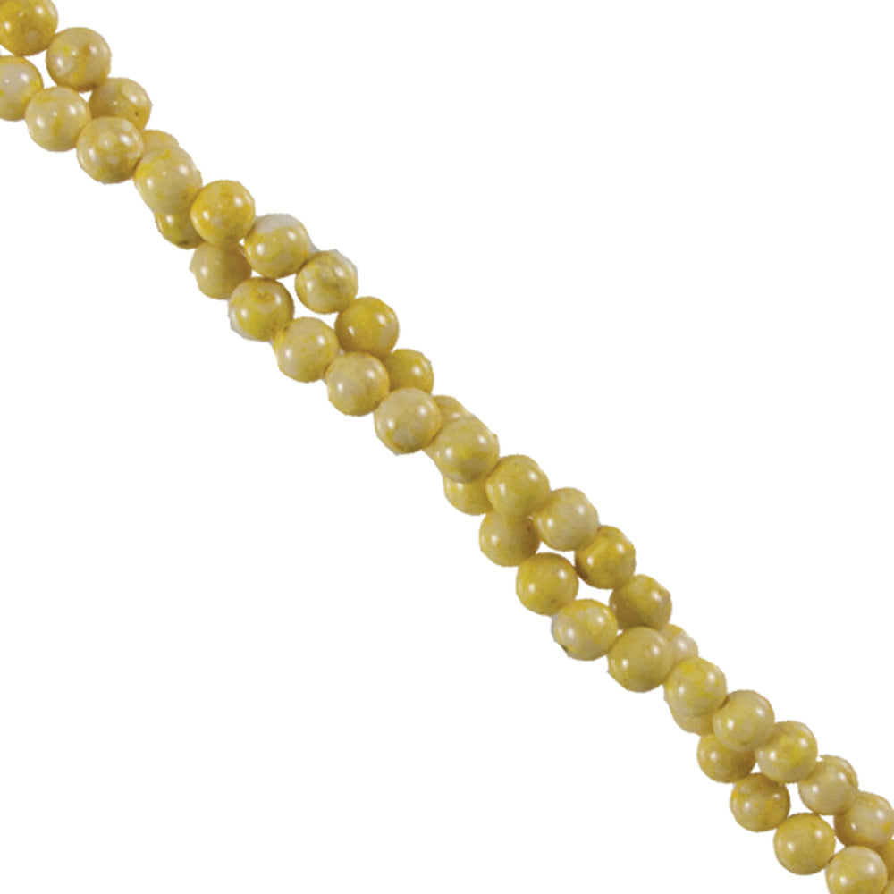 274-12.SLC.jpg 4mm Round Fossil Strand - Yellow Image