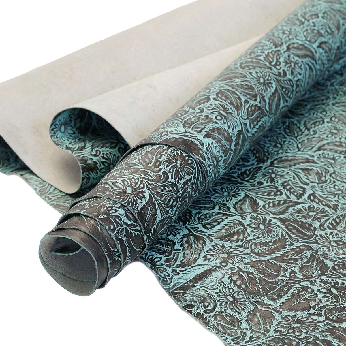 DFL.Turquoise Brown.02.jpg Daisy Floral Embossed Cow Image