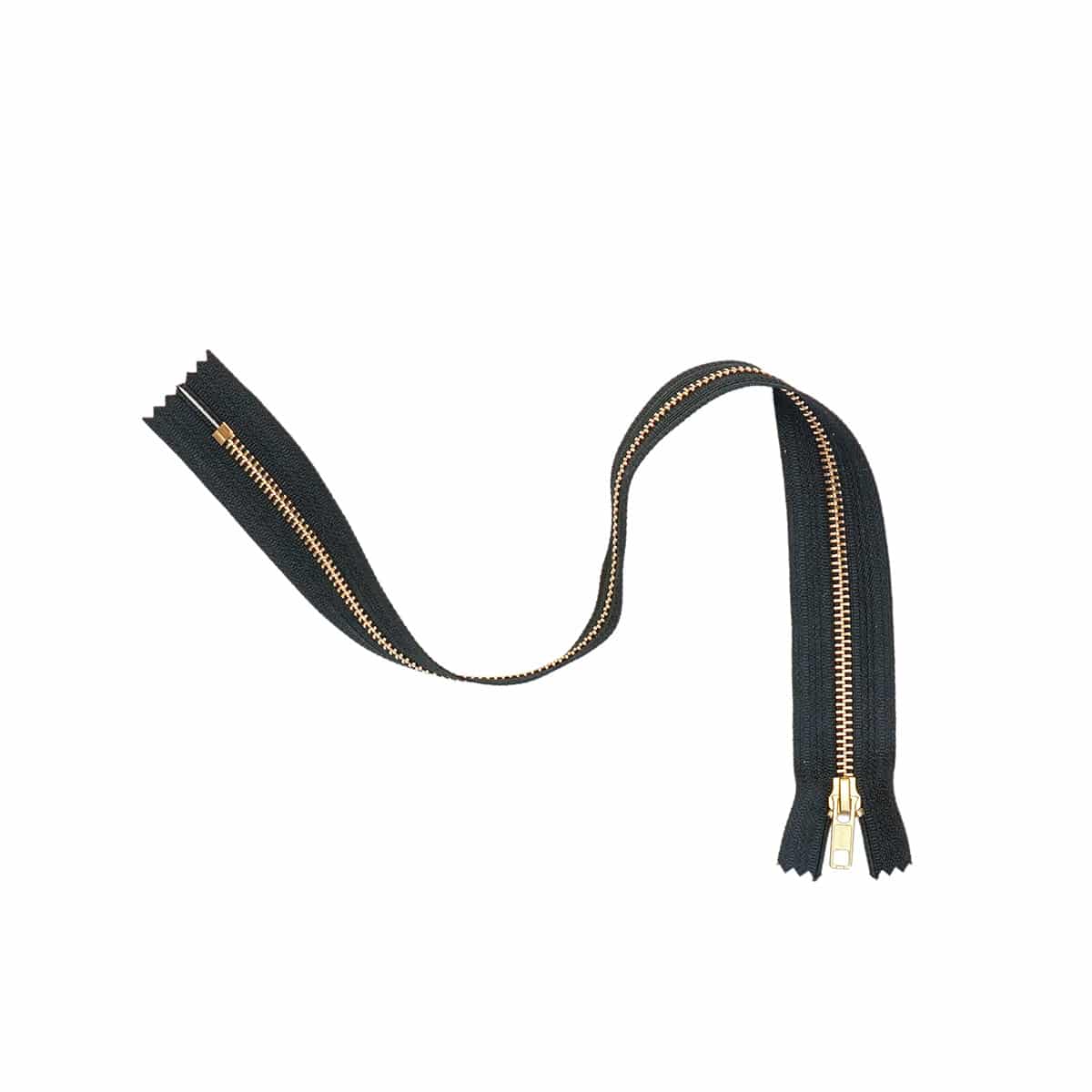 85-12.SLC.01.jpg 18" Finished Zipper - Black/Brass Image