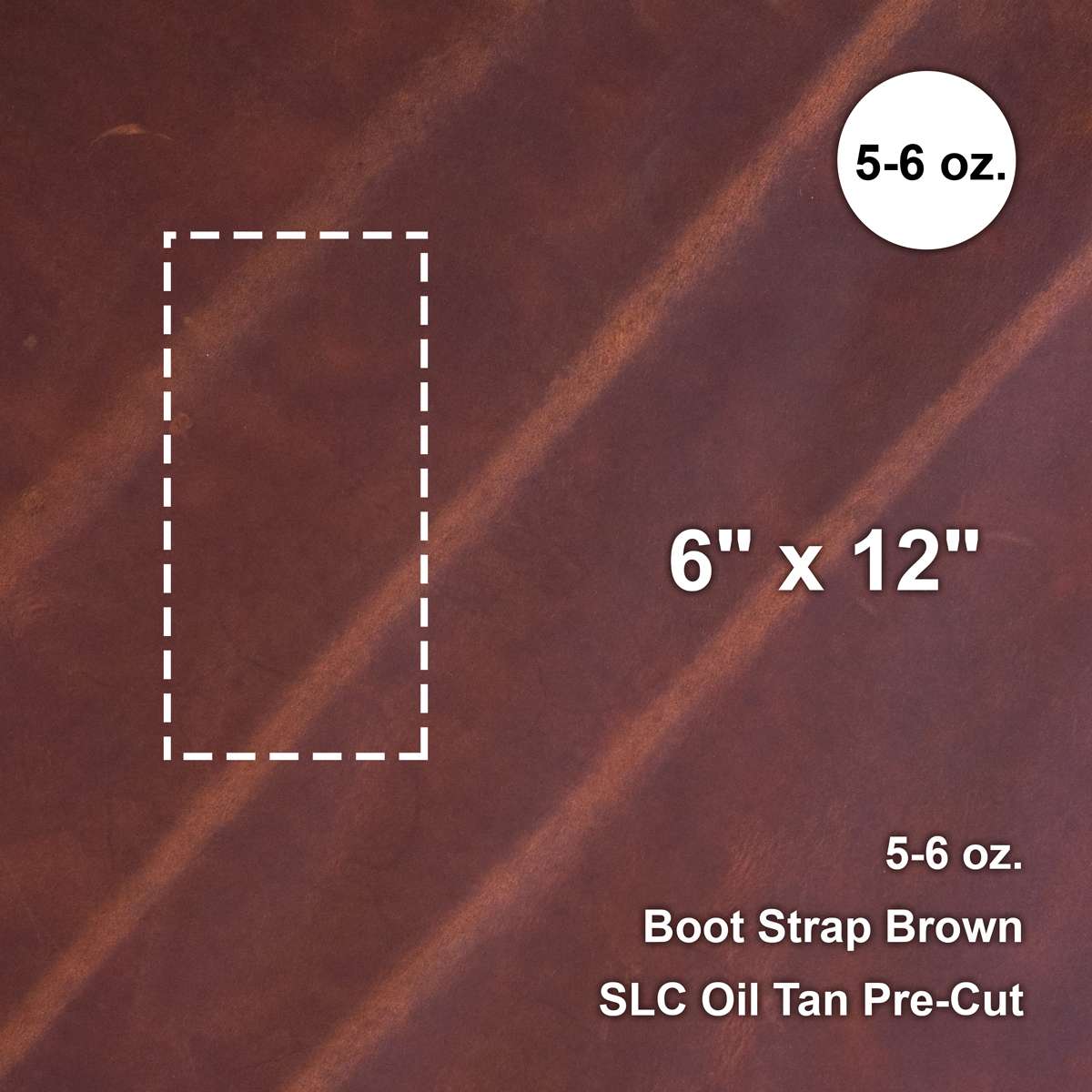 579-1210.SLC.1.jpg Boot Strap Brown 5-6 oz. Oil Tan Pre-Cut 6" x 12" Image