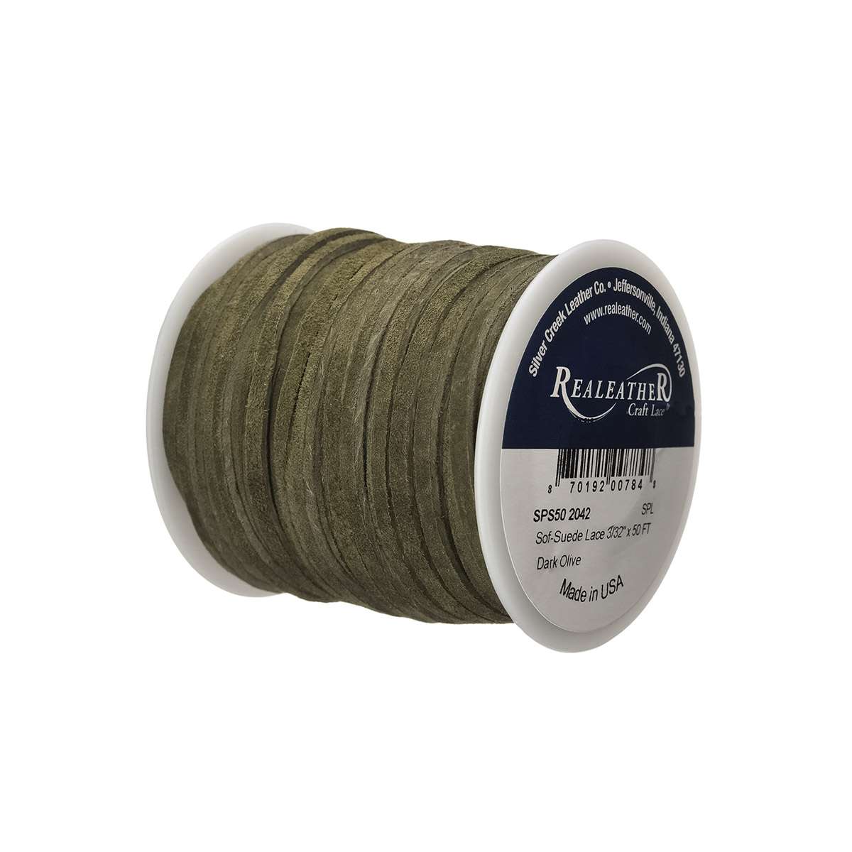 28-9018.SLC.02.jpg Lace Suede Dark Olive 3/32" x 50ft Image