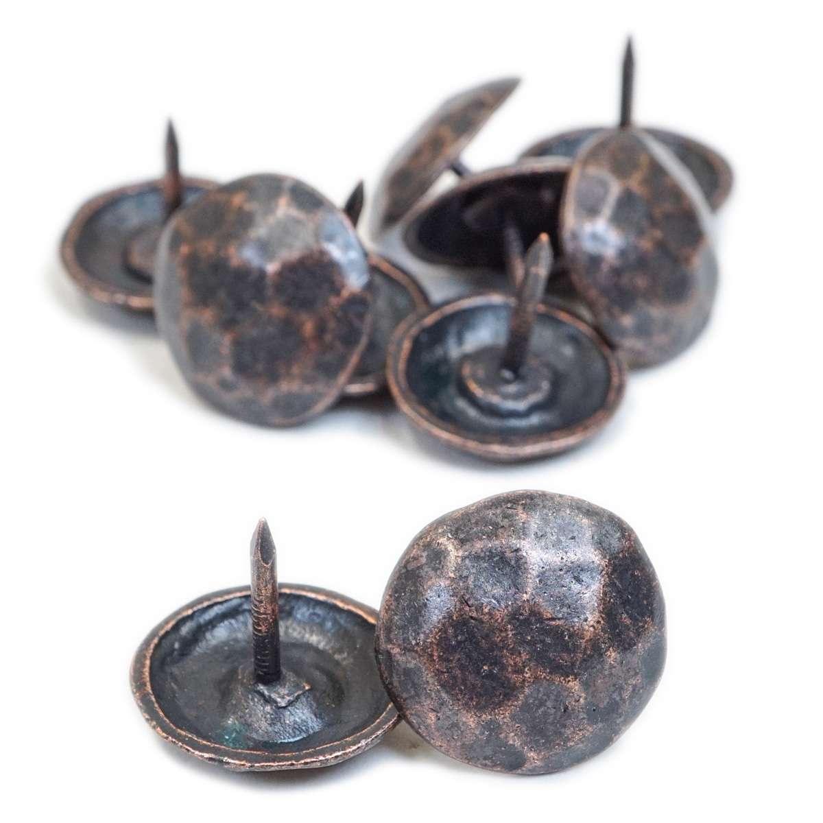 TCKHRC.SLC.1.jpg Upholstery Tack - 1" Hammered Round Copper/Black Image