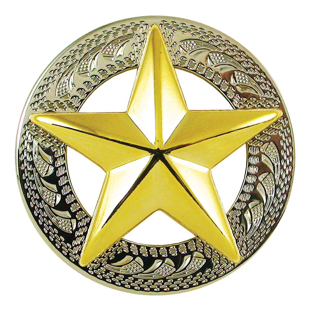 115-100904.SLC.jpg 1-1/4" 3D Star Concho - Silver Plate/Gold Plate Image