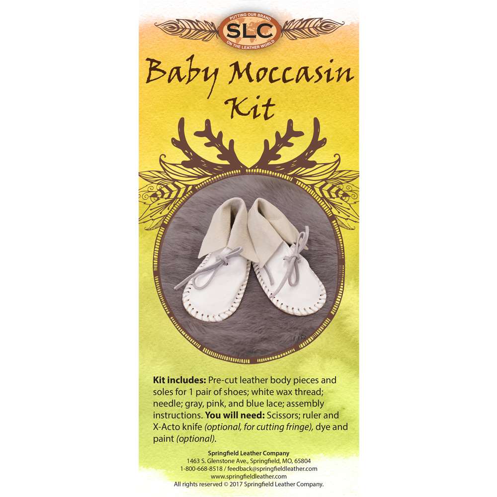 144-5782.SLC1.jpg White Leather Baby Moccasin Kit Image