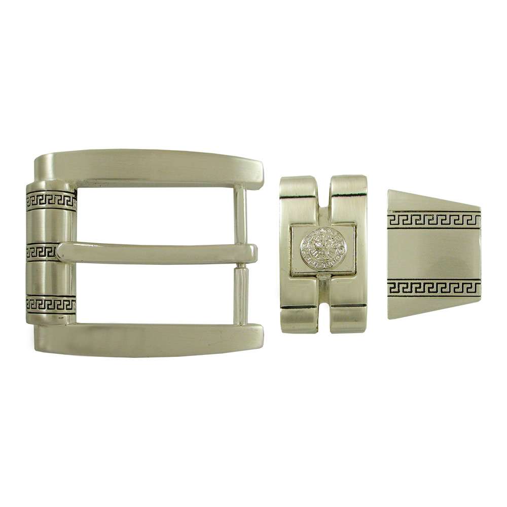 76-3111.SLC.jpg Spanish Flair 3 pc Buckle Set - 35mm - Silver Image