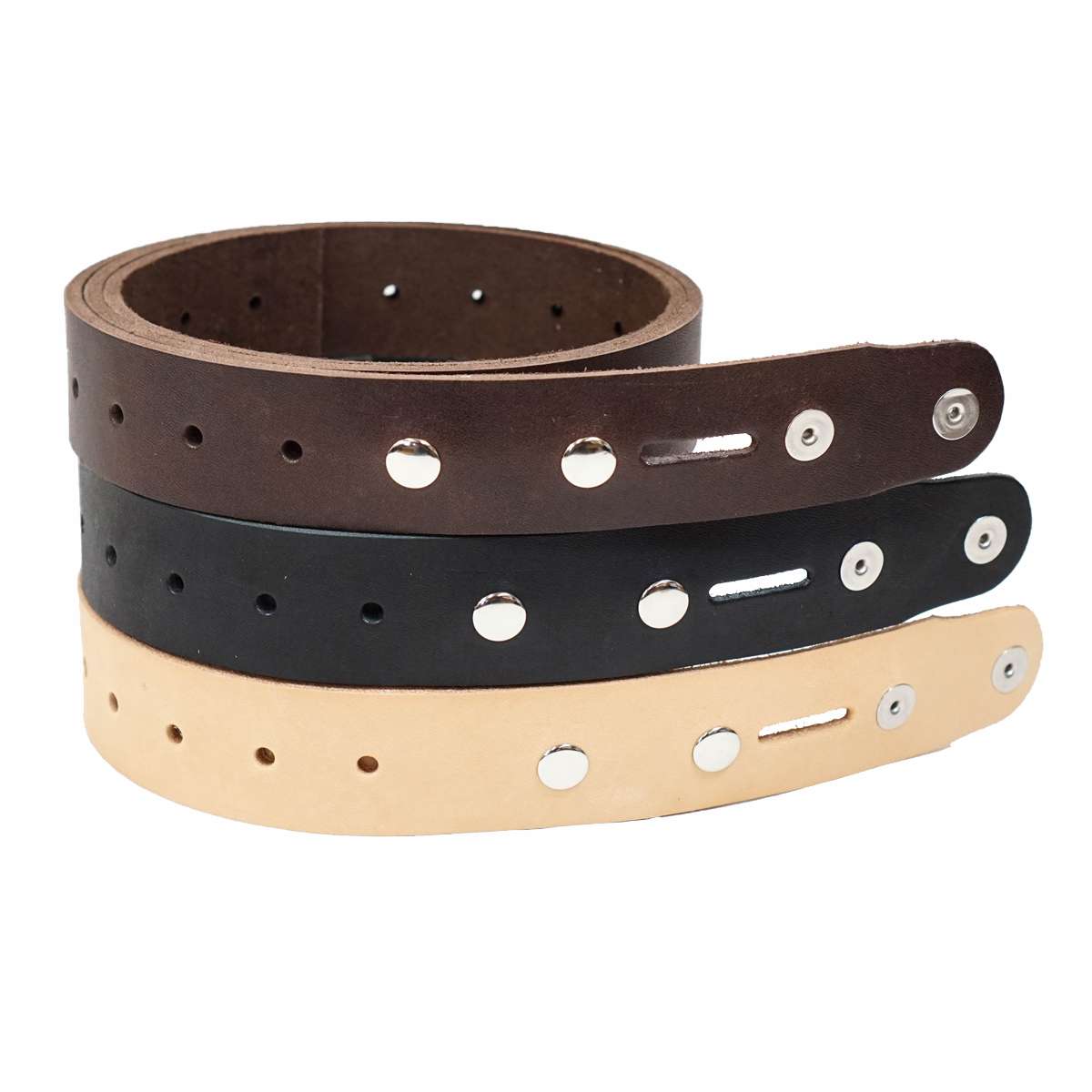 100-2113.SLC.4.jpg Single Hole Belt Blank w/ snaps - Hermann Oak Natural Image