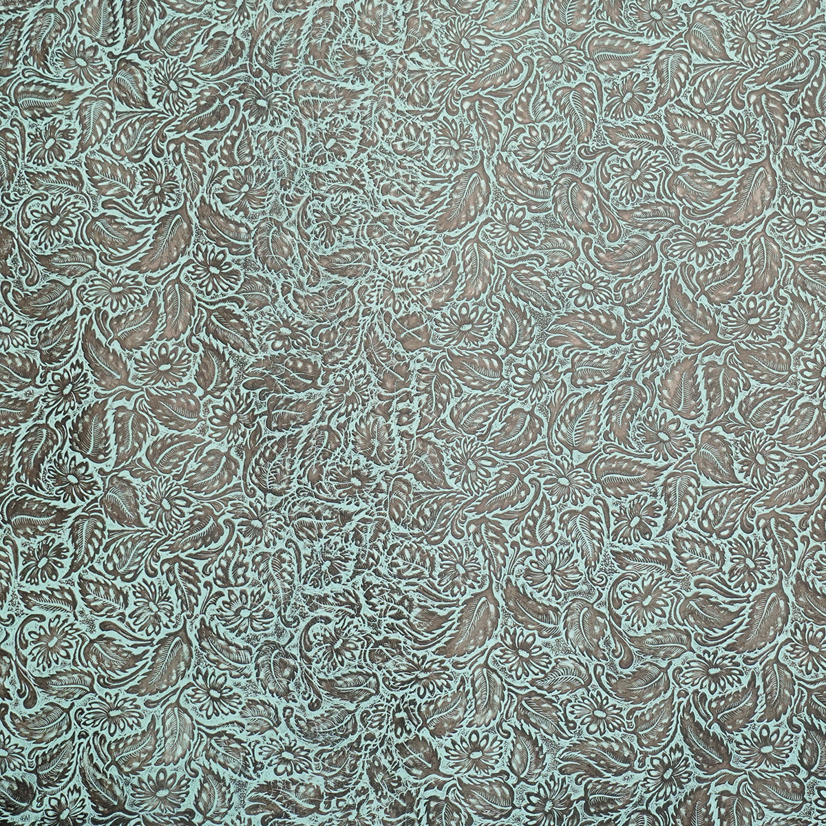 DFL.Turquoise Brown.03.jpg Daisy Floral Embossed Cow Image