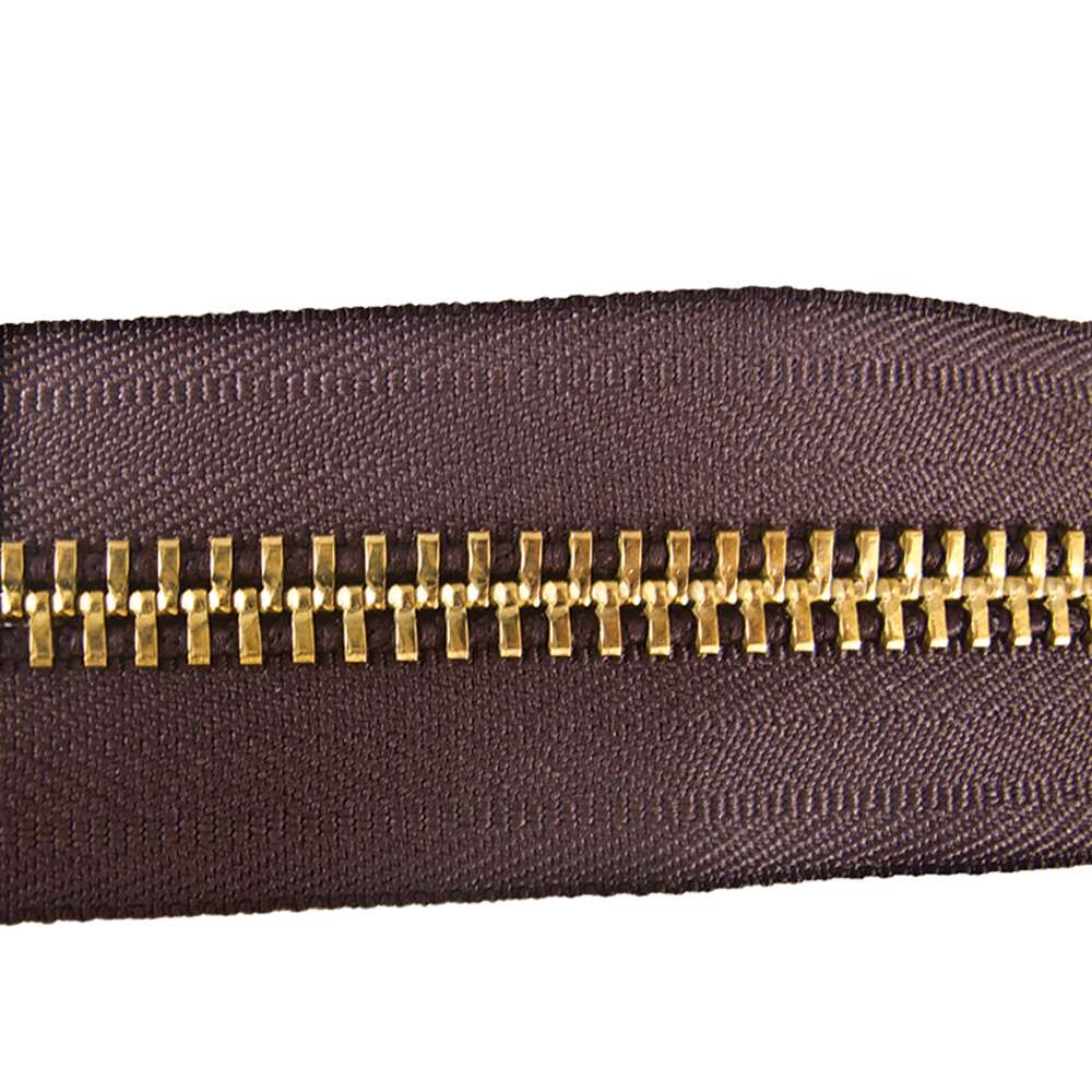 129-135304.SLC.jpg YKK #10 Zipper Tape - Brown/Brass Feet Image