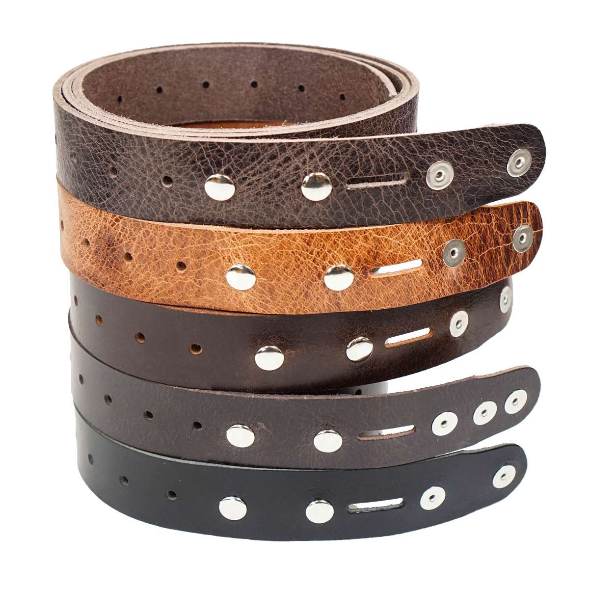 100-2163.SLC.4.jpg Single Hole Belt Blank w/ snaps - Buffalo Antique Mahogany Image