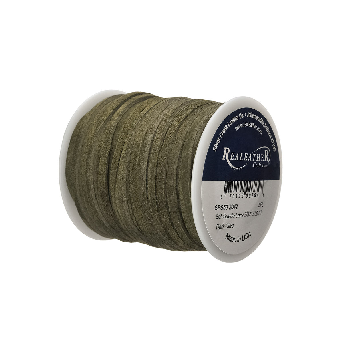 28-9018.SLC.02.jpg Lace Suede Dark Olive 3/32" x 50ft Image