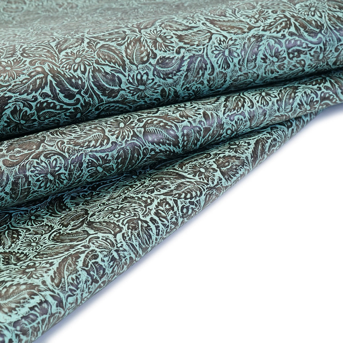 DFL.Turquoise Brown.01.jpg Daisy Floral Embossed Cow Image