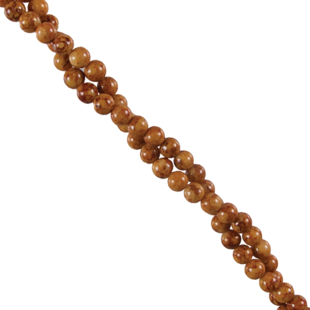 274-10.SLC.jpg 4mm Round Fossil Strand - Brown Image