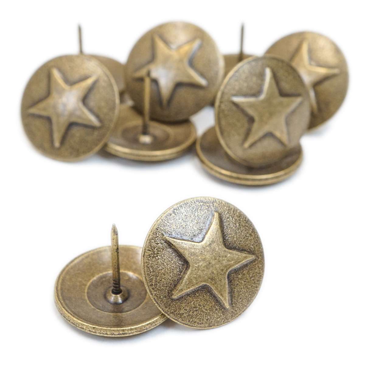 TCKSA.SLC.1.jpg Upholstery Tack - 1-1/4" Star Medallion Antique Brass Image