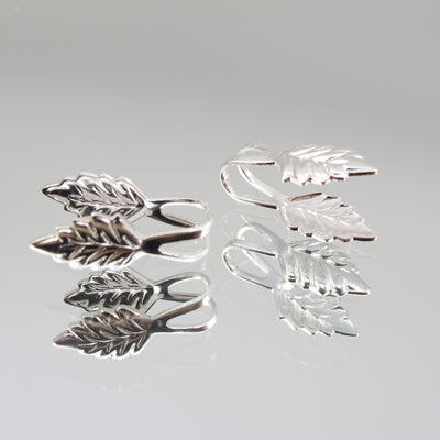144-6005.SLC.jpg 6pk 19mm Glue-on Leaves Bail - Silver Plated Image