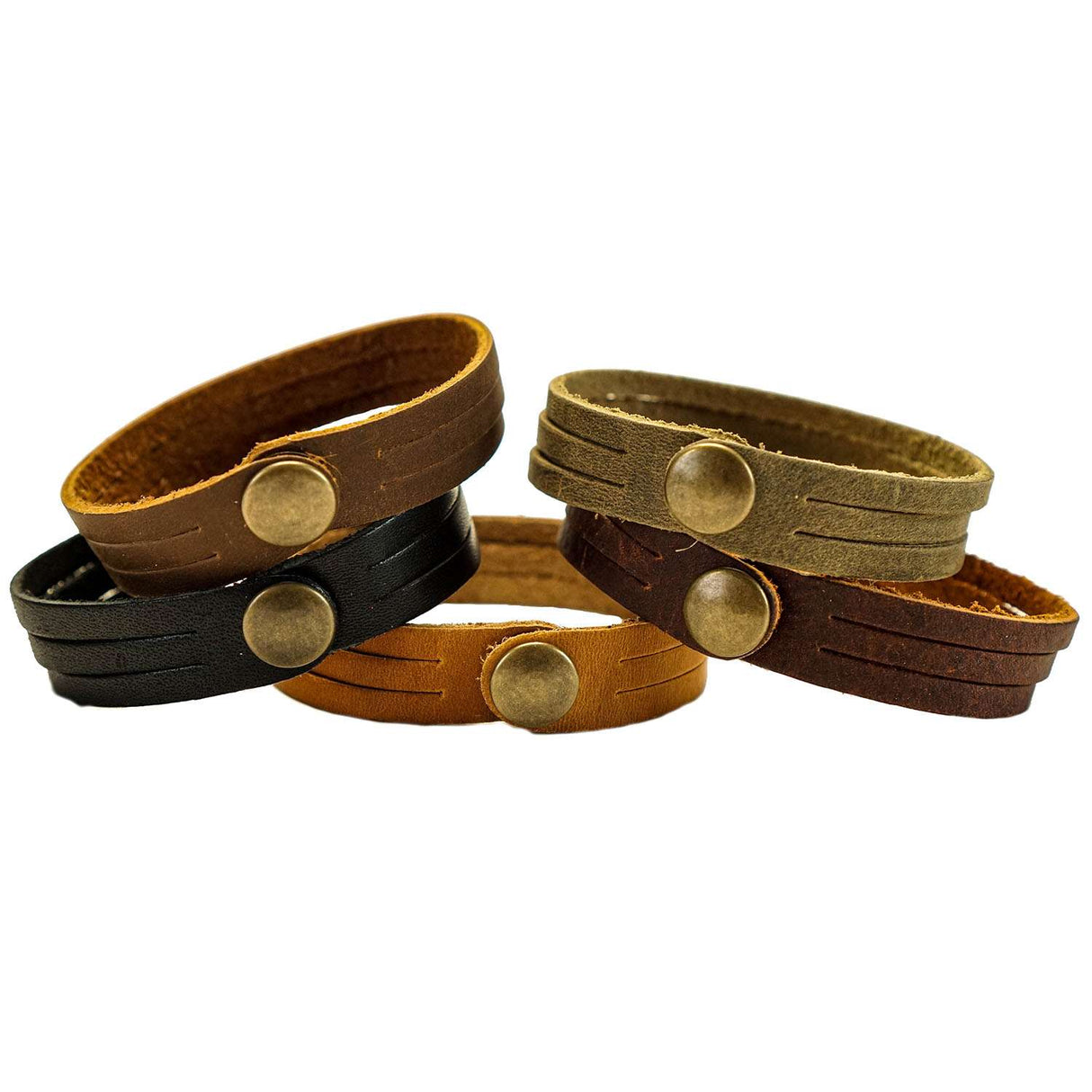 144-47463085.SLC.04.jpg 5pk Oil Tan Mystery Braid Bracelets - Nickel Plate Snap Image