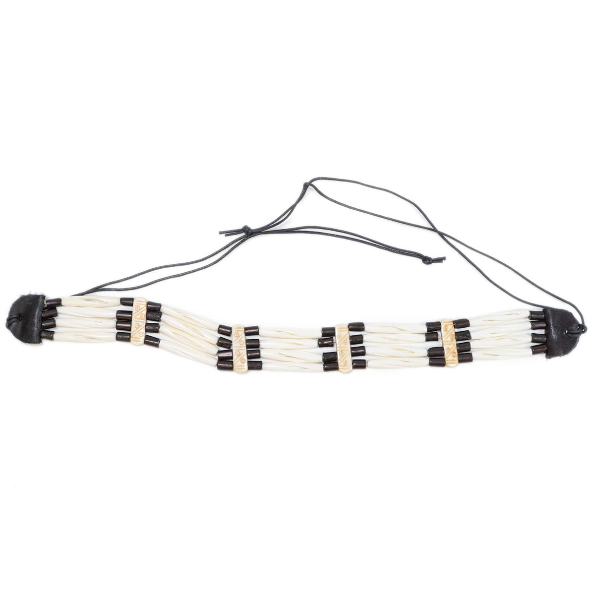 Bone Choker - White Cut Beads, additional view
