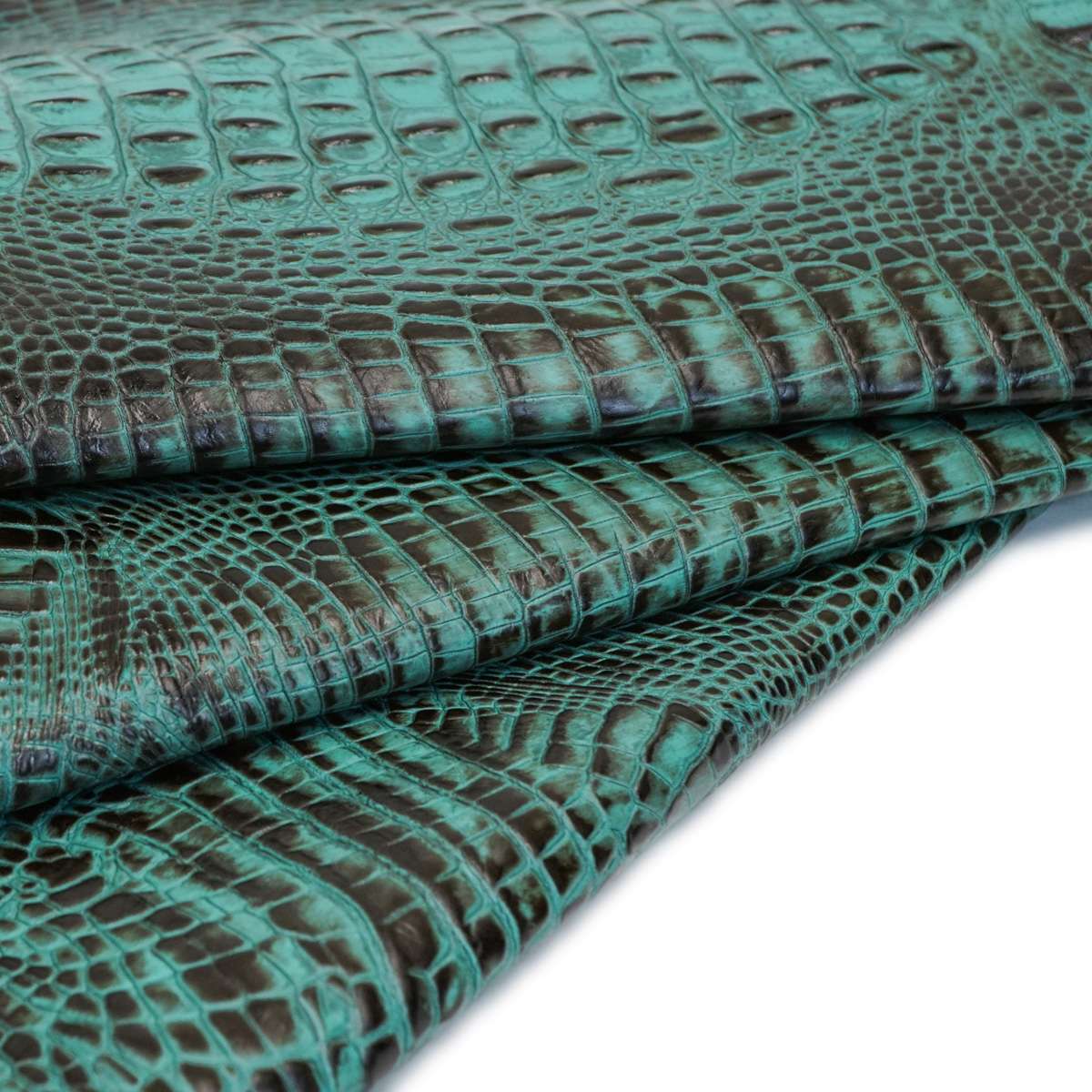 665-1508.SLC.1.jpg Italian Hornback Embossed Side - Aqua Brown Image