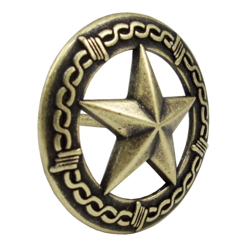 115-179145.SLC.jpg 3/4" Star Barbwire Tack - Antique Brass 50pk Image