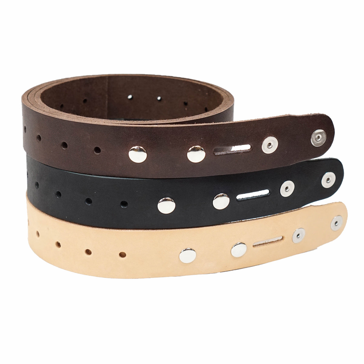 Single Hole Belt Blank w/ snaps - Hermann Oak Brown