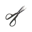 Black-handled scissors on a white background