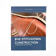 The Stitchdown Construction: A Comprehensive Step-by-Step Guide book by Marcell Mrsan, featuring a cover with a close-up photo of a brown leather shoe and a navy blue background.