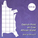 62-49.SLC.01.jpg Ostrich Print on Cow Sides - African Violet Image