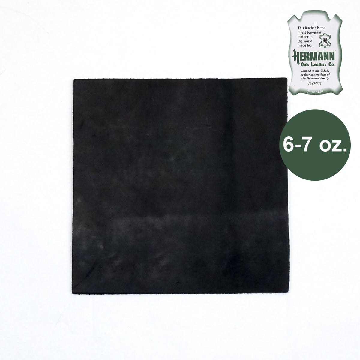 Hermann Oak Drum Dyed Black Pre-Cut 6-7 oz. 12" x 12"