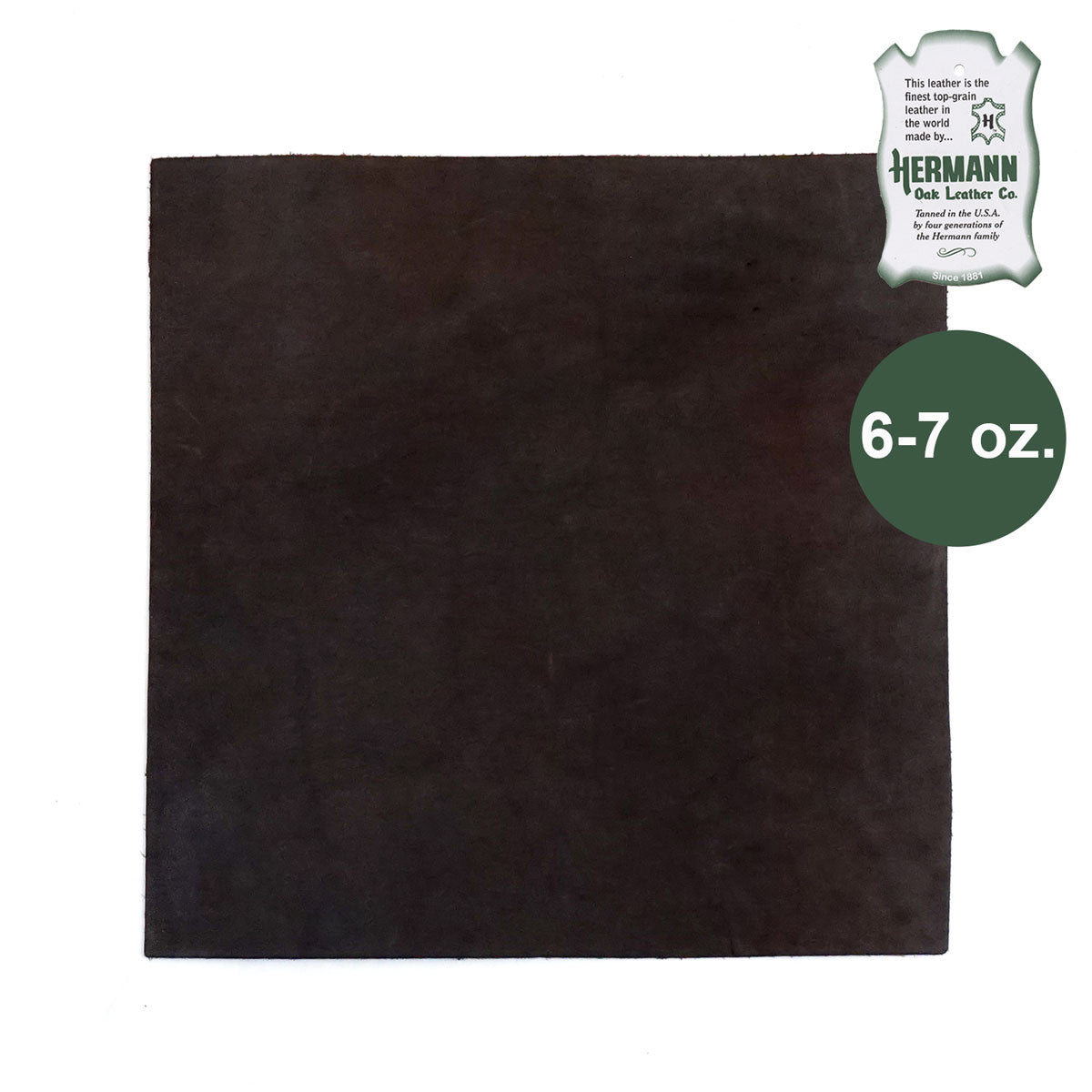 Hermann Oak Drum Dyed Brown Pre-Cut 6-7 oz. 12" x 12"