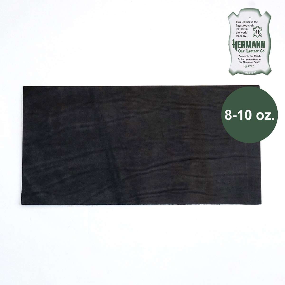 49-9122.SLC.1.jpg Hermann Oak Drum Dyed Black Pre-Cut 8-10 oz. 12" x 24" Image
