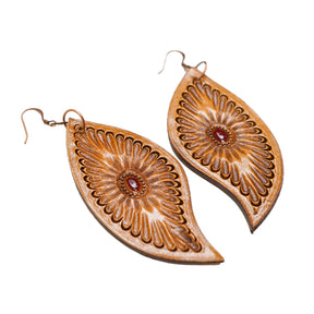 Medium Leaf Veg Tan Earring - 6 Pair