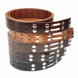 100-2079.SLC.3 (2).jpg 1 1/2" Vintage Tan Buffalo Double Hole Belt Blank w/ Snaps Image