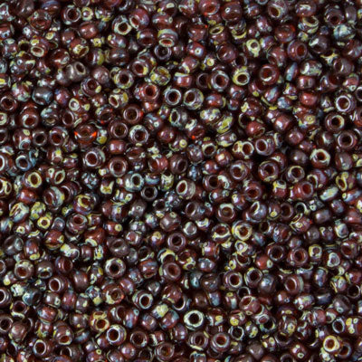 45-1194503.SLC.jpg 11/0 Seed Beads - Picasso Red Brown Transparent 22g Image