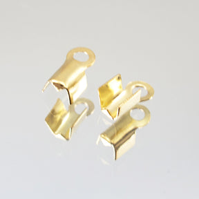 12pk Fold Over Cord Ends - Gold Plate