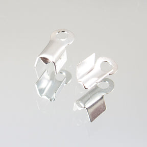 12pk Fold Over Cord Ends - Silver Plate