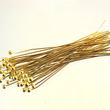 2" Headpin with 2mm Ball - Gold Plate 12pk
