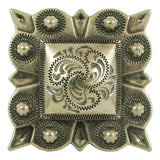 1" Square Berry Concho - Old Silver