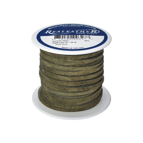 28-9031.SLC.01.jpg Lace Suede Dark Olive 1/8" x 25yd Image