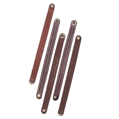 144-47463095.SLC.01.jpg 5pk Oil Tan Mystery Braid Bracelets - Antique Brass Snap Image