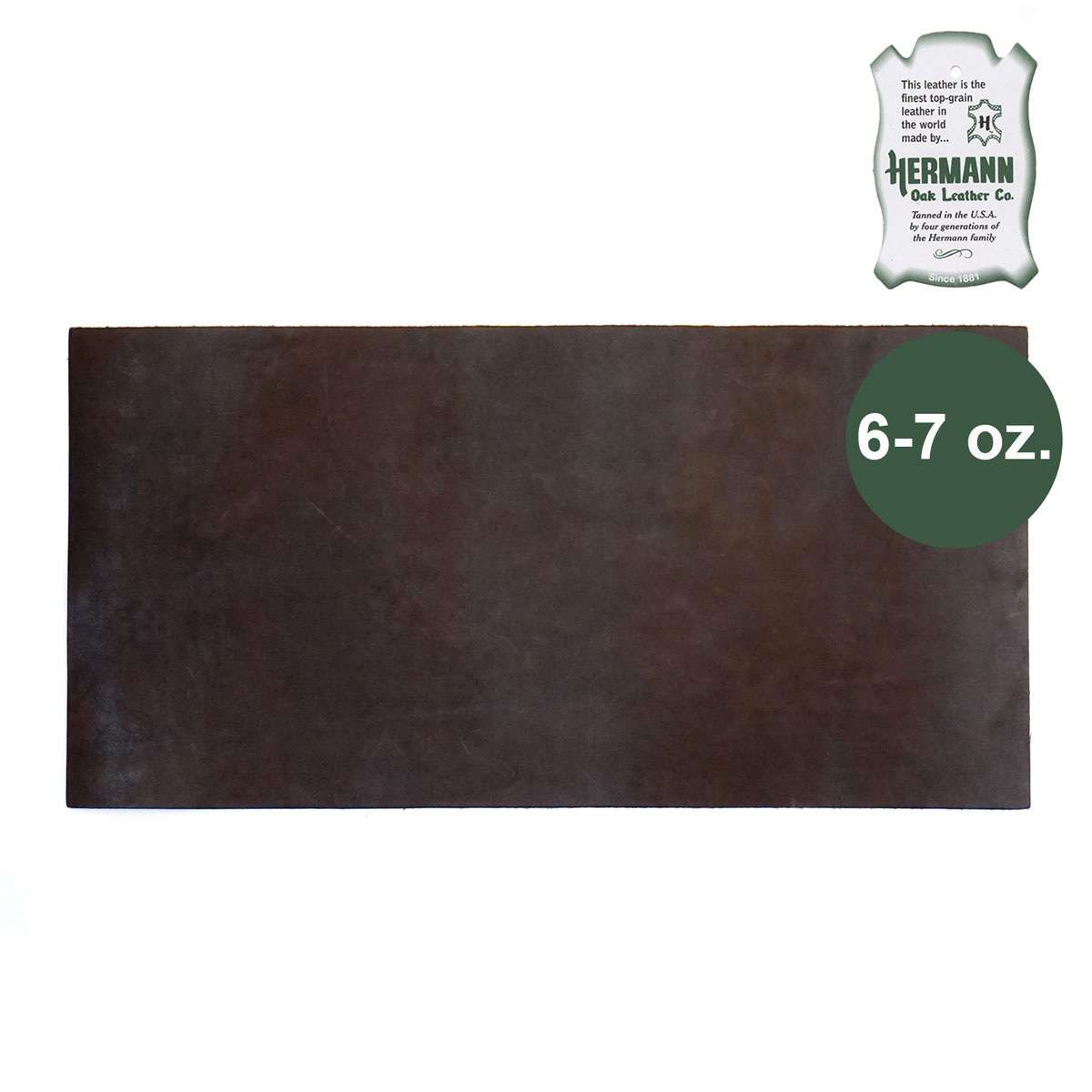49-9025.SLC.1.jpg Hermann Oak Drum Dyed Brown Pre-Cut 6-7 oz. 12" x 24" Image