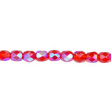 4mm Siam Ruby AB Bead Strand - Firepolished